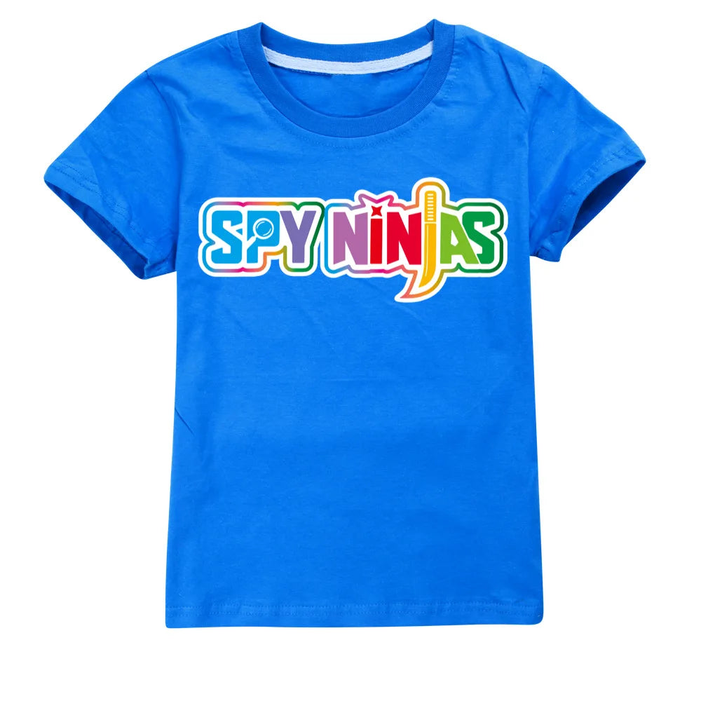 SPY NINJA Children Cotton Boys Summer Casual Tops Girls Short-sleeved T-shirt Graphic T Shirts Youth Clothing Toddlers Tops Tee