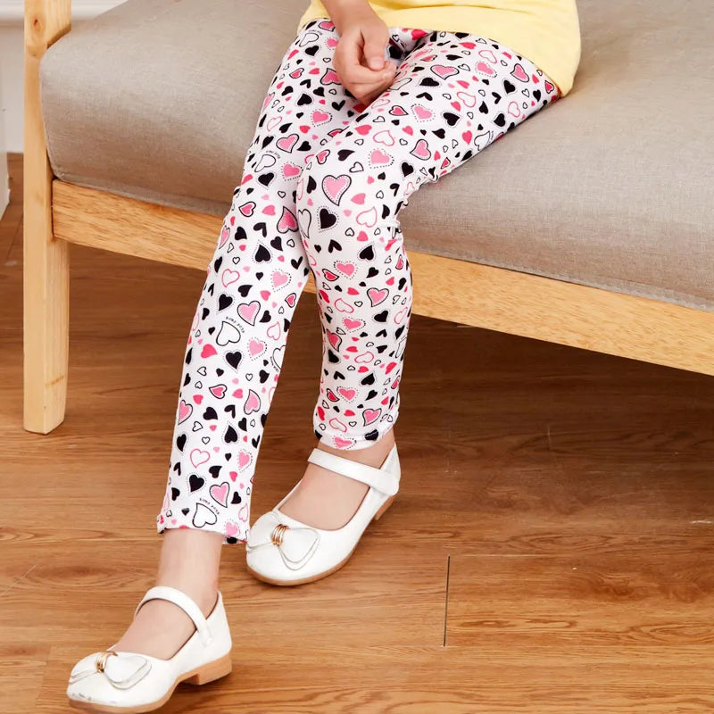 Girls Leggings Stretch Spring Summer Flower Printed Kids Children Pants