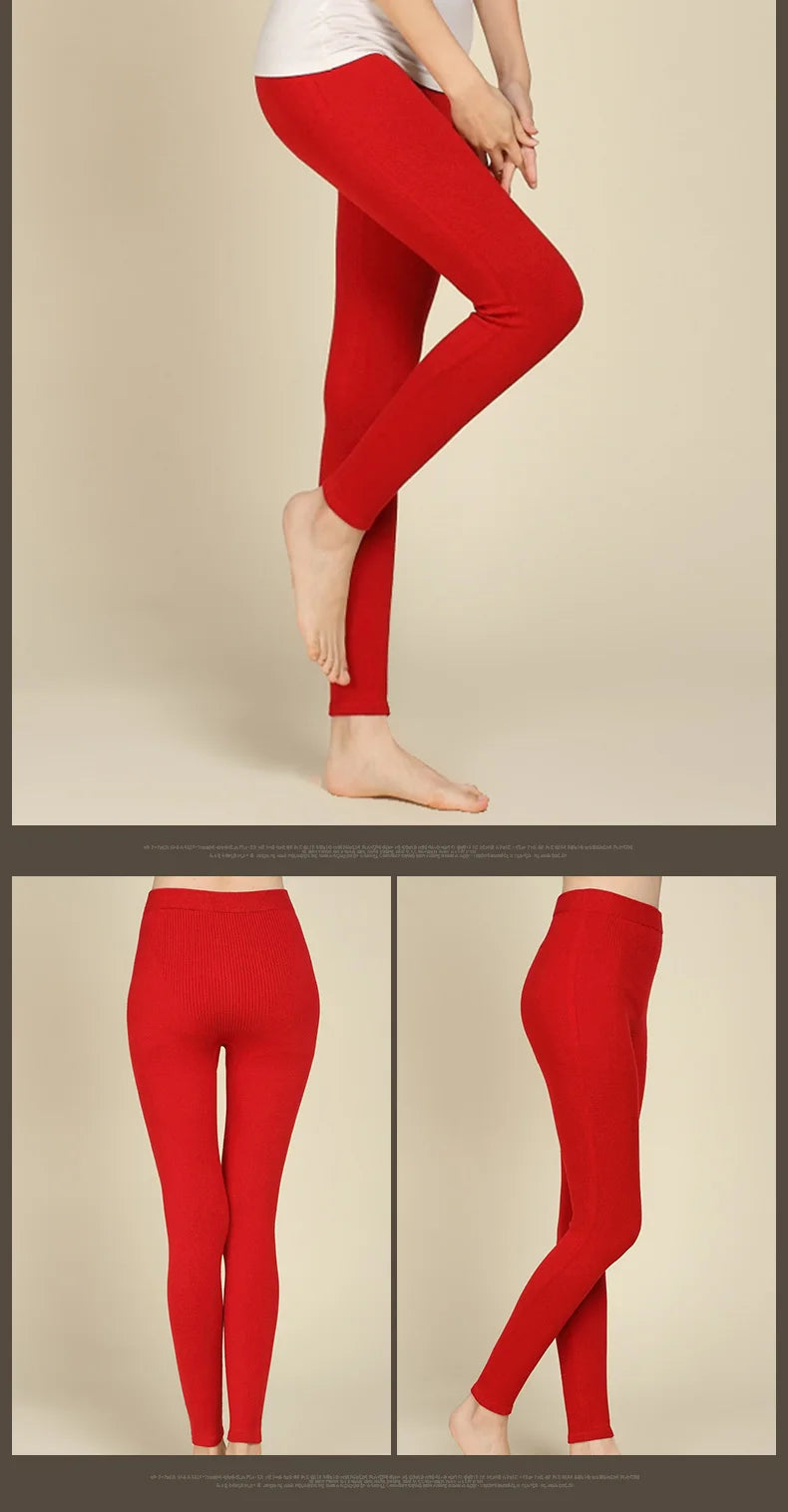 High-quality high-waist cashmere plus size women winter leggings medium-thick solid color thermal sexy leggings women