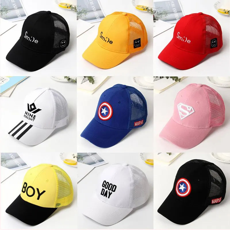 Summer autumn Kid Boy Cartoon Letter Embroidered Baseabll Caps Children Girls Outdoor Leisure Mesh Sport hat Headwear