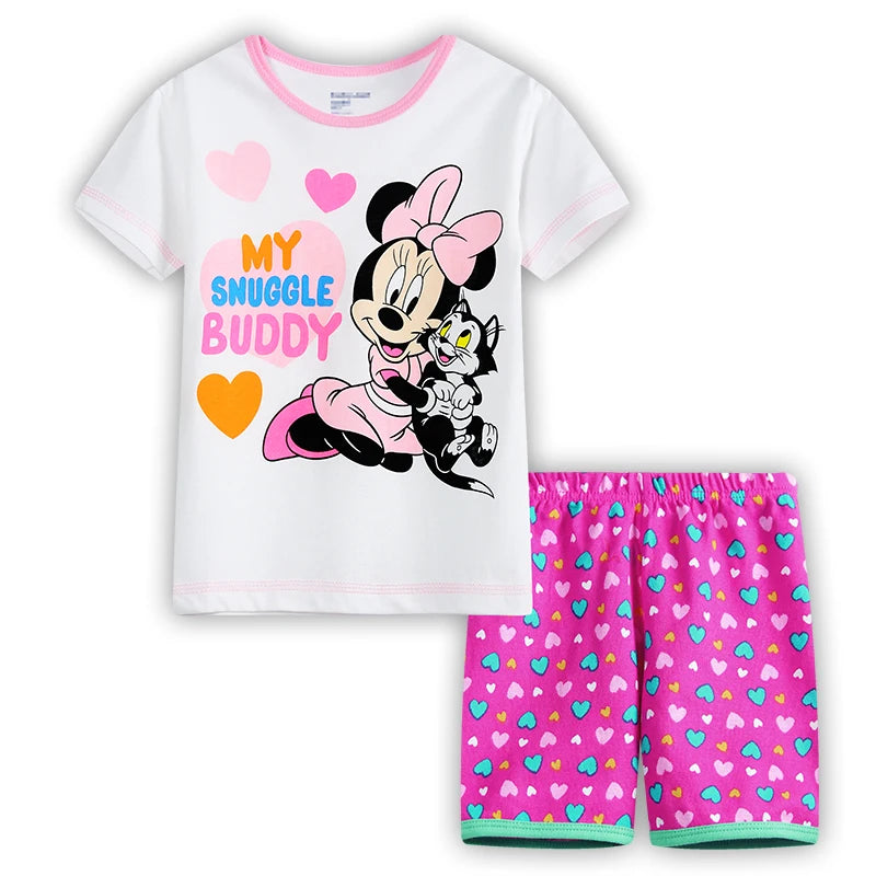 Boy girl pyjamas New summer cotton kids girls mickey short sleeve pyjamas clothes sets pijamas minnie Cartoon mouse sleepwear