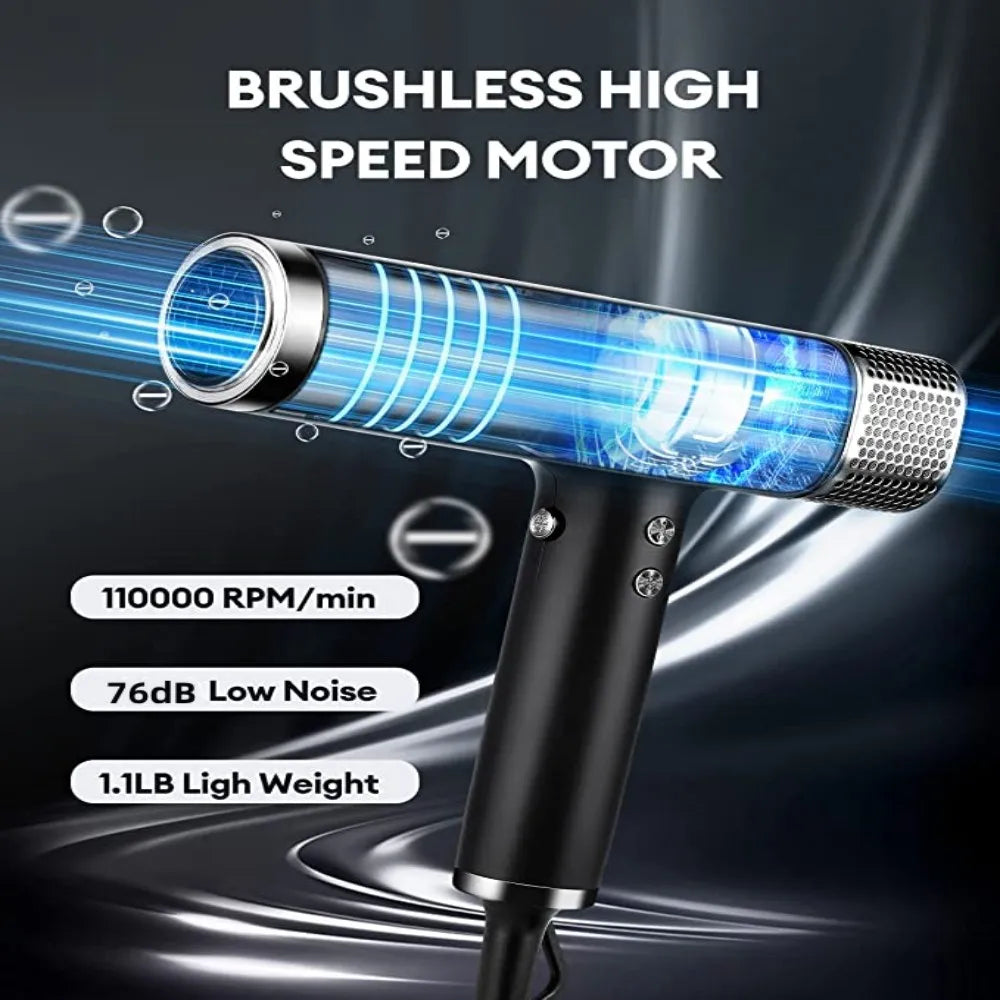 Professional 1800W BLDC High-Speed Motor Hair Dryer Set 5-in-1 Multi-Blow with Diffuser Ionic Feature for Hotels Households