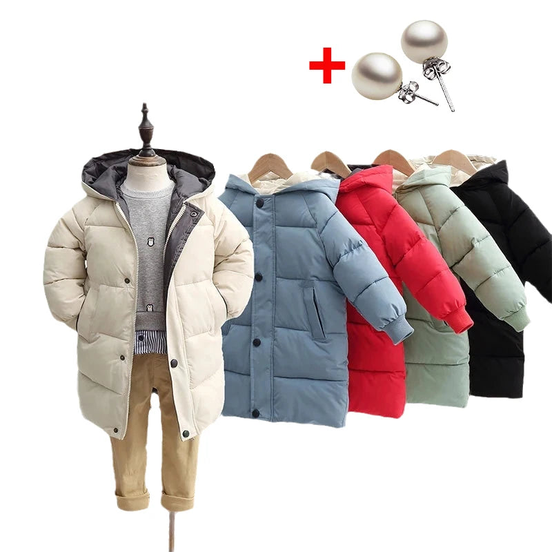 Abrigo de plumón para niños, Parka y abrigos acolchados de algodón para adolescentes, chaquetas largas y cálidas, ropa de abrigo para niños pequeños, invierno