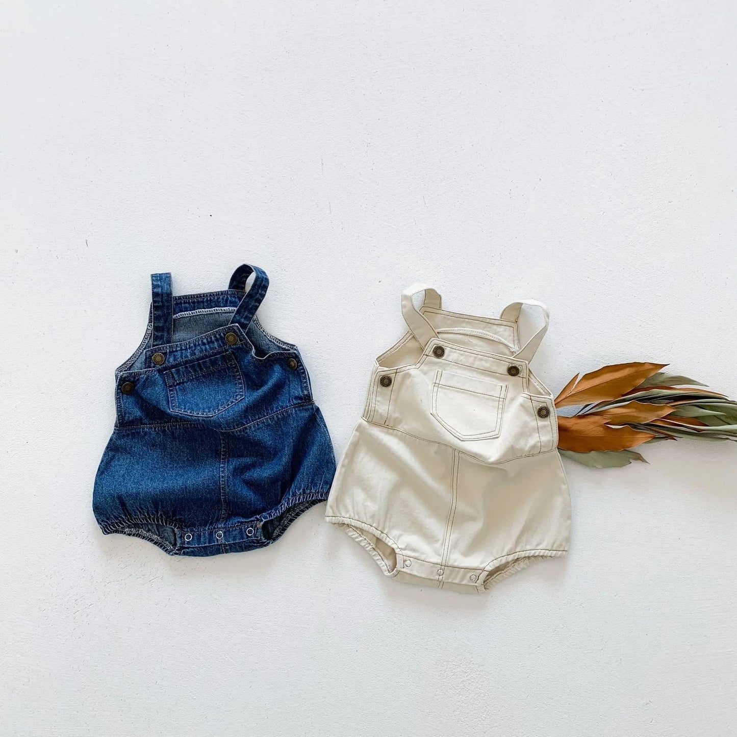 Wholesale 2025 Summer 0-3 Years Old Kids Striped T-shirt Denim Suspender Pants Baby Girls Set LongSleeve Baby Romper