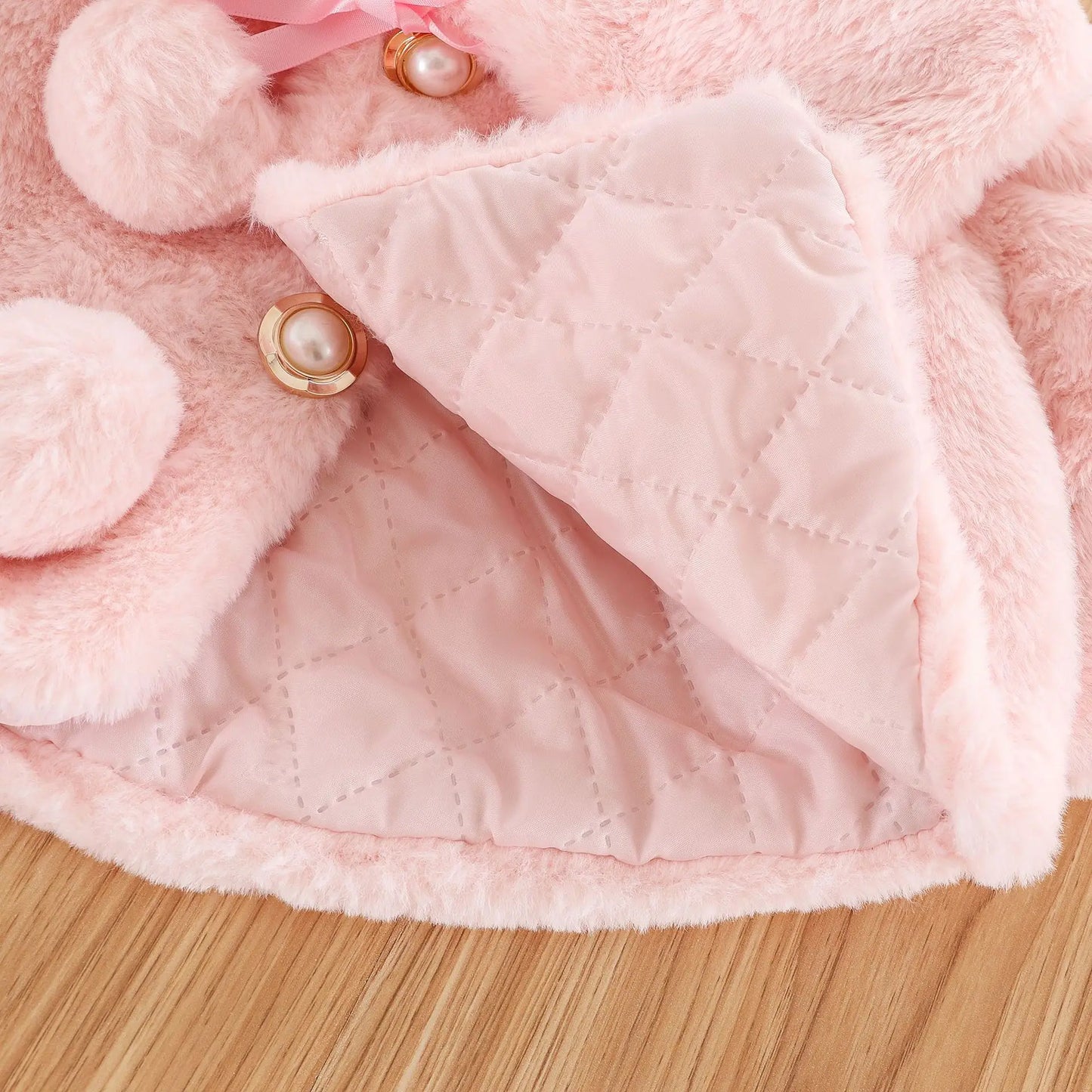 2021 Autumn Baby Princess Fleece Fur Cloak Jacket For Baby Clothes Newborn Baby Girls Jacket Infant Winter Warm Outerwear Coat