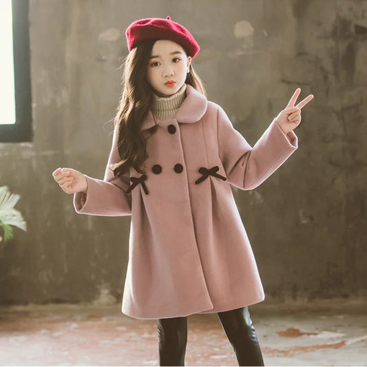 Children Jacket for Girls Winter Wool Warm Overcoat Fashion Girls Clothes Kids Outerwear Autumn Girls Coat 4 6 8 10 12 13 Years