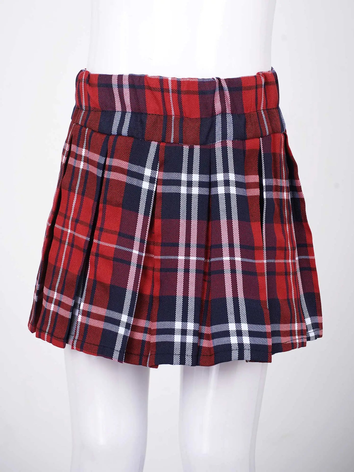 Autumn Vintage Mini Pleated Skirt Toddler Girls Plaid Cotton Skirts School Uniform Baby Girls Bottom Children Clothing