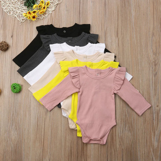 Peleles tejidos de otoño e invierno en 6 colores, ropa para niña recién nacida, mono de manga larga, trajes pelele de 0 a 2 años