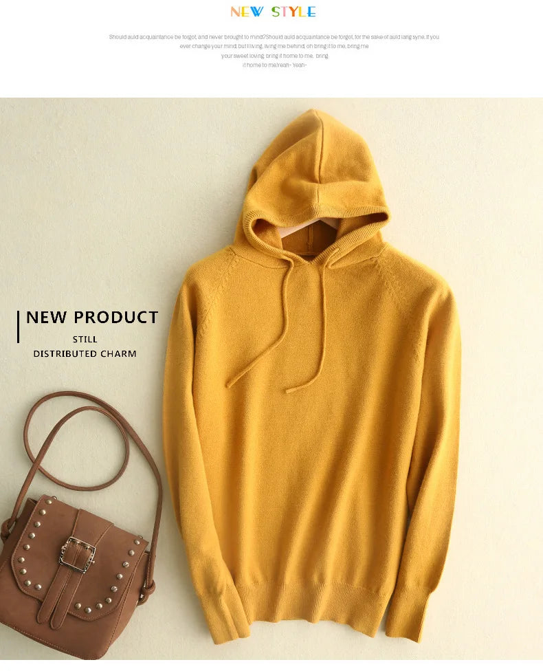 Autumn Winter Women Sweater 2025 New Solid Jumper Long Sleeve Hooded Pullovers Korean Fashion Loose Lady Casual Knitted Sweaters
