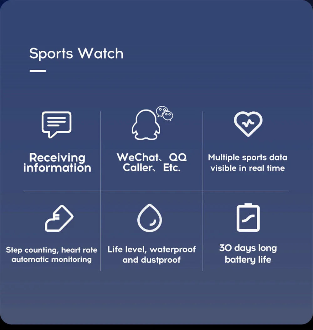 Smart Watch Men Women Message Reminder Bluetooth Mobile Phone Sports Kids Smartwatch 116Plus relojs