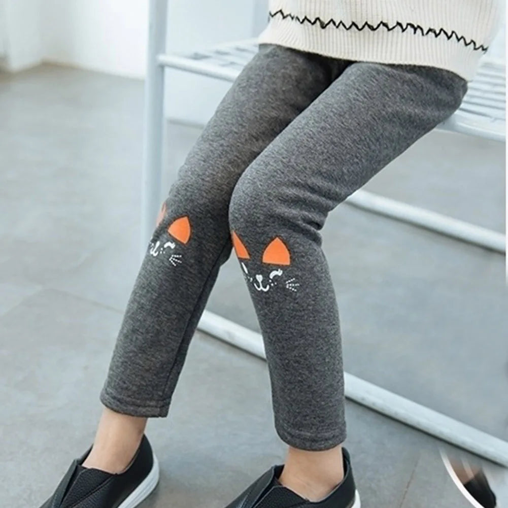 Girls Leggings Skinny Trousers Elastic Slim Pants Cotton Tights for Children Cartoon Outdoor Bottoms Autumn Thicken Cute Tights