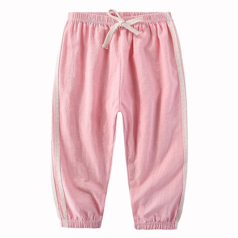 Children Pants Cotton Linen Kids Trousers Anti-mosquito Summer Pants For Boys Girls Candy Color Breathable Fashion Casual Long