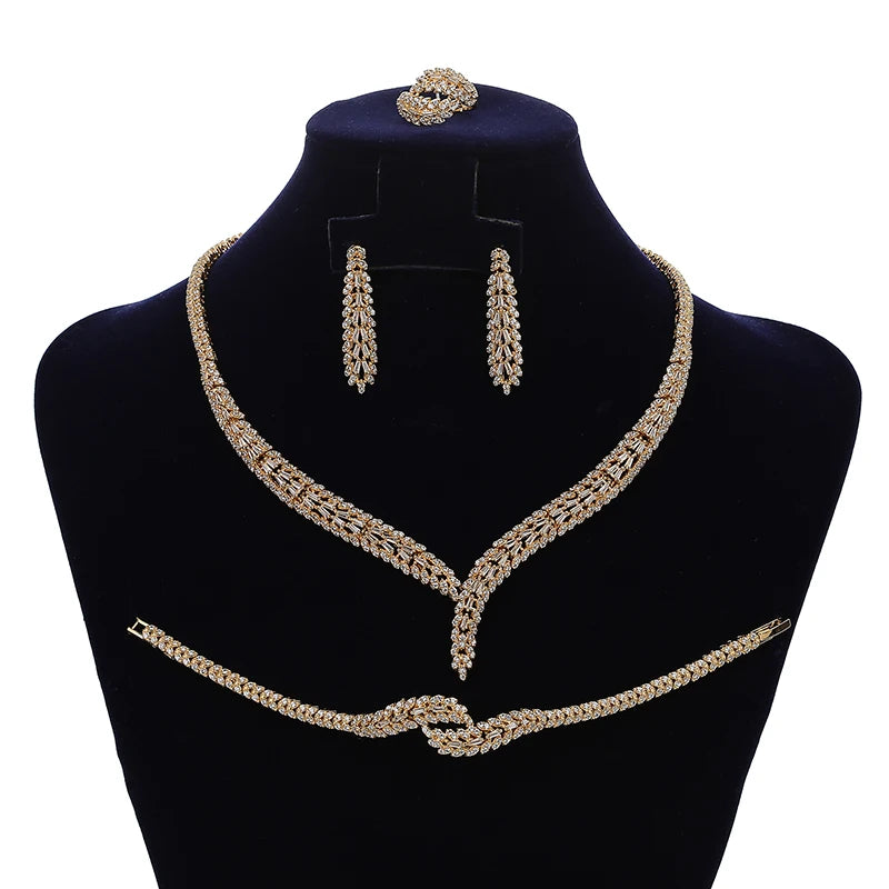 Jewelry Sets HADIYANA Elegant Trendy Birdal Necklace Earring Ring And Bracelet Set Women High Quality CN1805 Conjunto De Joyas