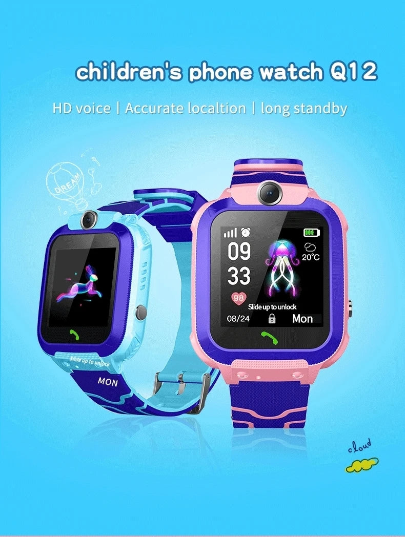 AISHI Q12 Kids Smart Watch IP67 Waterproof SOS Camera Phone 2G SIM Card Voice Call LBS Location Child Clock Smartwatches Gift