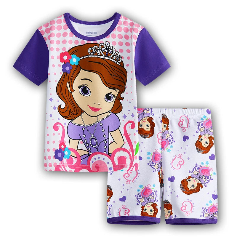 Boy girl pyjamas New summer cotton kids girls mickey short sleeve pyjamas clothes sets pijamas minnie Cartoon mouse sleepwear