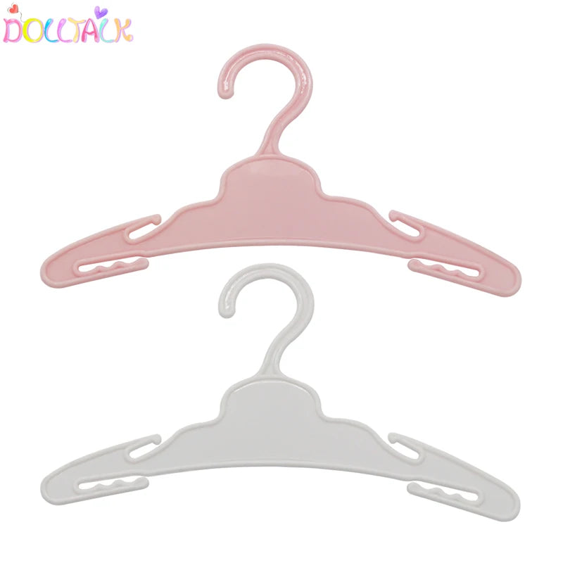 Doll Hanger 10pcs/lot Dolls Hanger White Pink Plastic Hangers American Newborn Accessories Baby Toys Fit 18 Inch Girls Doll