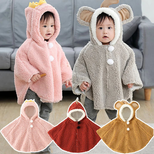 Ropa de abrigo cálida para bebés, otoño e invierno, capa de Cachemira de cordero para recién nacidos, ropa para niños pequeños, manto polar de 0 a 3 años
