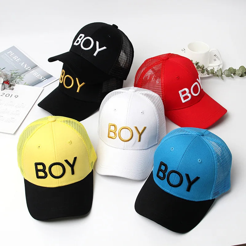 Summer autumn Kid Boy Cartoon Letter Embroidered Baseabll Caps Children Girls Outdoor Leisure Mesh Sport hat Headwear