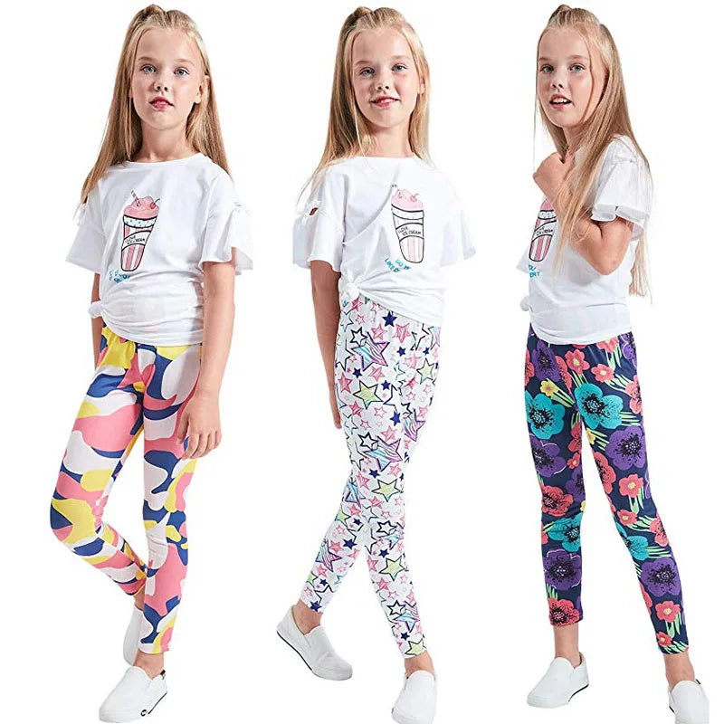 Girls Leggings for Children Flower Printing Leggings Girls Pants Baby Girls Milk Silk Dress Leggings for Kids Baby Clothes 2-13Y