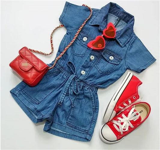 Summer Toddler kids Baby Girl Denim Romper Short Jumpsuit Causal Girls Clothes Romper Playsuit