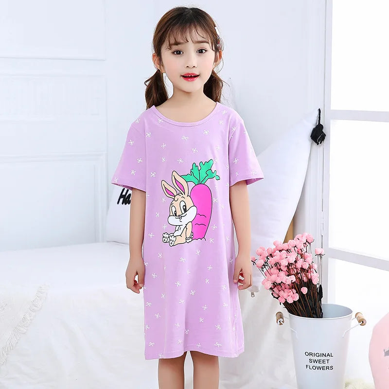 Unicorn Princess Dress Fashion Summer Cotton Girls Nightdress Nightgown Kids Night Gown Children's Pajamas Sleepwear Clothes