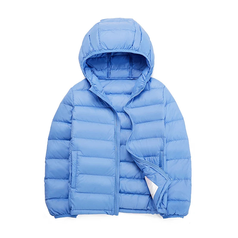 Autumn Winter Light Weight Children's Hooded Down Jackets Kids Clothing Boys Girls Portable Windproof Duck Down Coats