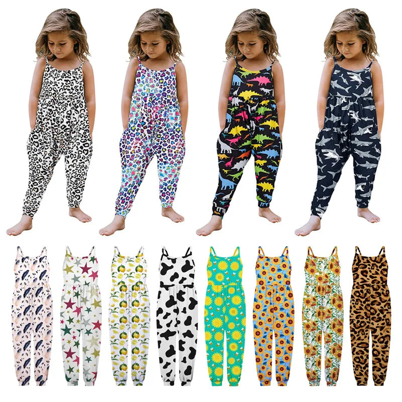 Mono para niñas pequeñas con estampado de leopardo, mameluco con tirantes de una pieza, trajes cómodos transpirables de verano, peleles para niños, ropa