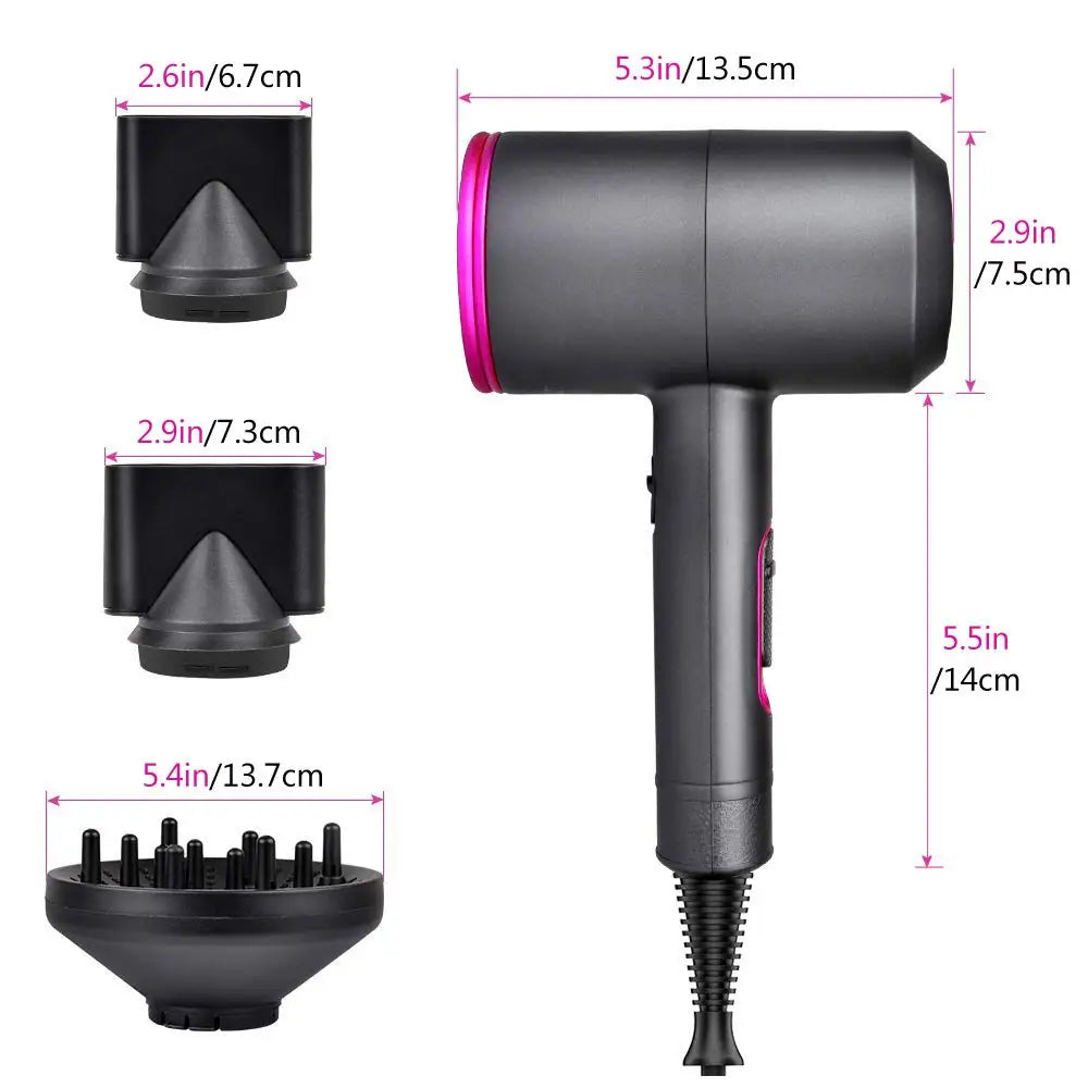 US Hot Seller 2000W Professional High-Speed Hair Dryer with Diffuser Nozzle DY Motor Negative Ion Household Hand Blow Dryer