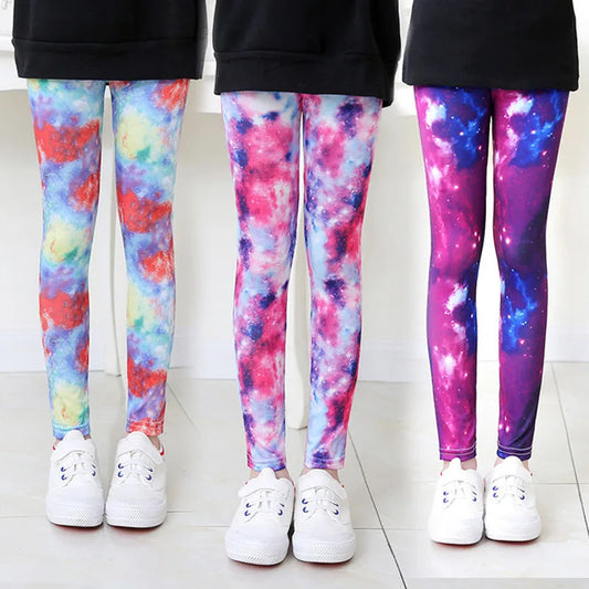 Girls Leggings Stretch Spring Summer Flower Printed Kids Children Pants