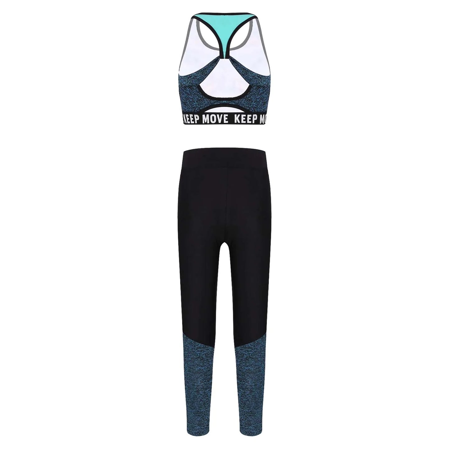 Kids Girl Sportswear Clothing Set Yoga Tracksuit for Children Sleeveless Hollow Back Crop Top with Pants Patchwork Sports Suit