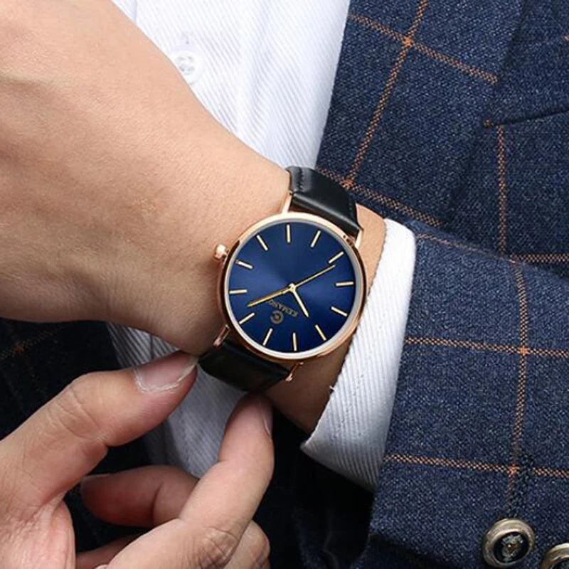 Fashion Men's Quartz Watches Thin Mens Watches Blue Glass Men Watch Men's Watch erkek kol saati reloj hombre Relogio Masculino