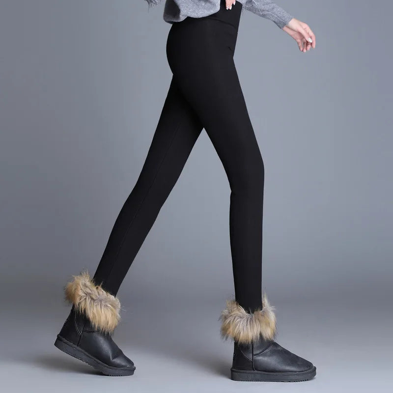 Skinny Thick Velvet Wool Fleece Girls Leggings Women Trousers Lambskin Cashmere Pants for Women Leggings