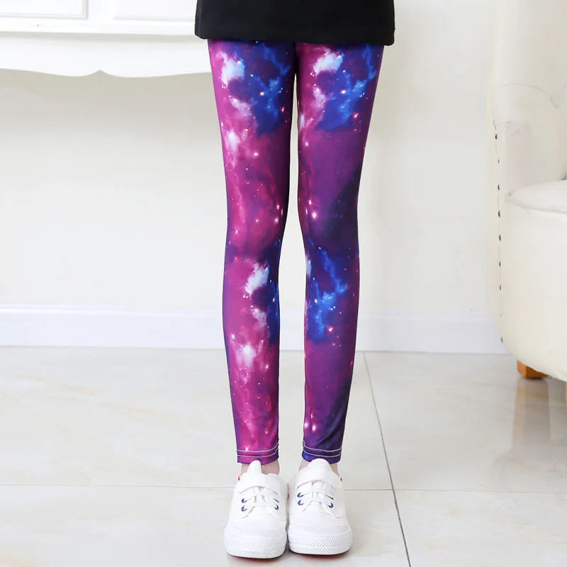 Girls Leggings Stretch Spring Summer Flower Printed Kids Children Pants