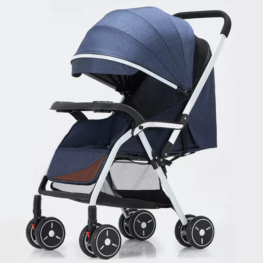 Custom Luxury Baby Stroller with All Terrain Wheels Portable Lightweight Foldable Pram Two Way Sunshade Cover