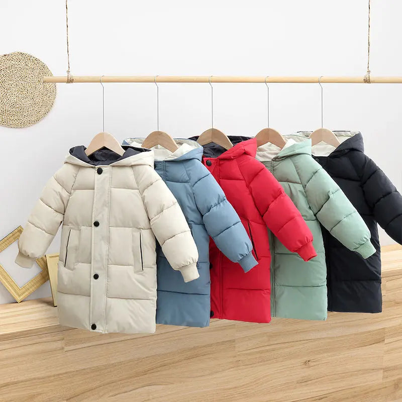 Kids Coats Baby Boys Jackets Fashion Warm Girls Hooded Snowsuit For 3-10Y Teen Children Thick Long Outerwear Kids Winter Clothes