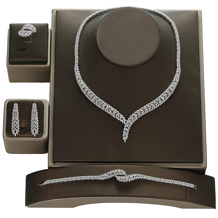 Jewelry Sets HADIYANA Elegant Trendy Birdal Necklace Earring Ring And Bracelet Set Women High Quality CN1805 Conjunto De Joyas