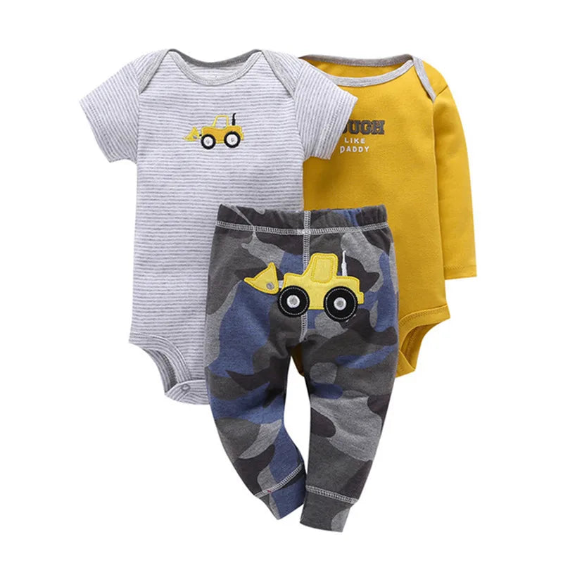 Unisex Baby Clothing Set Newborn Baby Boys Girls Clothes Soft Cotton Two Pieces Bodysuits+Pants Cartoon Roupa de bebe