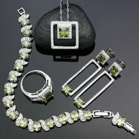 925 Silver Bridal Jewelry Sets Black Cubic Zirconia White Crystal Jewelry for Women Earrings/Pendant/Ring/Bracelet/Necklace