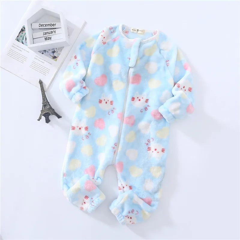 Baby Pajamas For Boys Girls Thick Warm Pajama Autumn Children Flannel Onesies Jumpsuits Winter Kids Cartoon Blanket Sleepwear