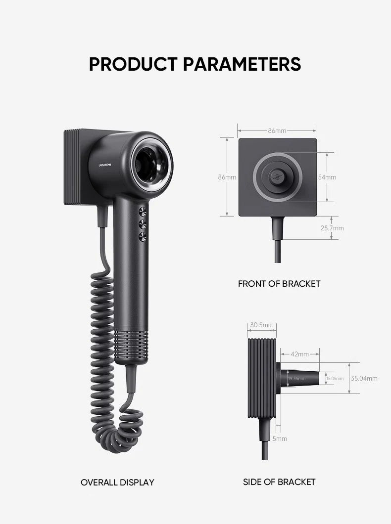 New Model High Speed Hair Dryer Professional Hair Dryer Set Hot Air Brush Ions Wall Mounted Hair Dryer With Spring Wire