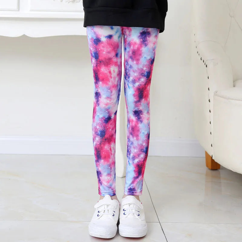 Girls Leggings Stretch Spring Summer Flower Printed Kids Children Pants