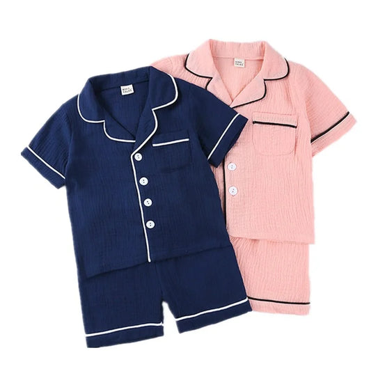 HOOYI Boys Baby Pajama Sets Summer Kids Clothes Girls Tops Cotton 2 Pieces Sleepwear Toddler Short Sleeve Pajamas Shorts Pants