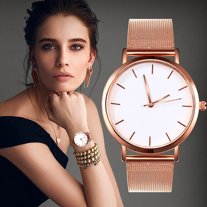 Simple Ladies Watch Set 3pcs Luxury Rhinestone Women Watches Mesh Band Hot Sales Wristwatch Rose Gold Bracelet zegarek damski