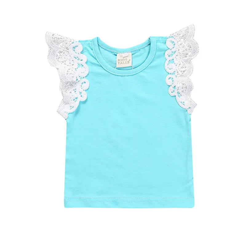 Baby Girl Lace Tee Sleeveless Tshirts Newborn Tank Tops Cotton Children T-Shirt Clothes Toddler Kids T Shirt