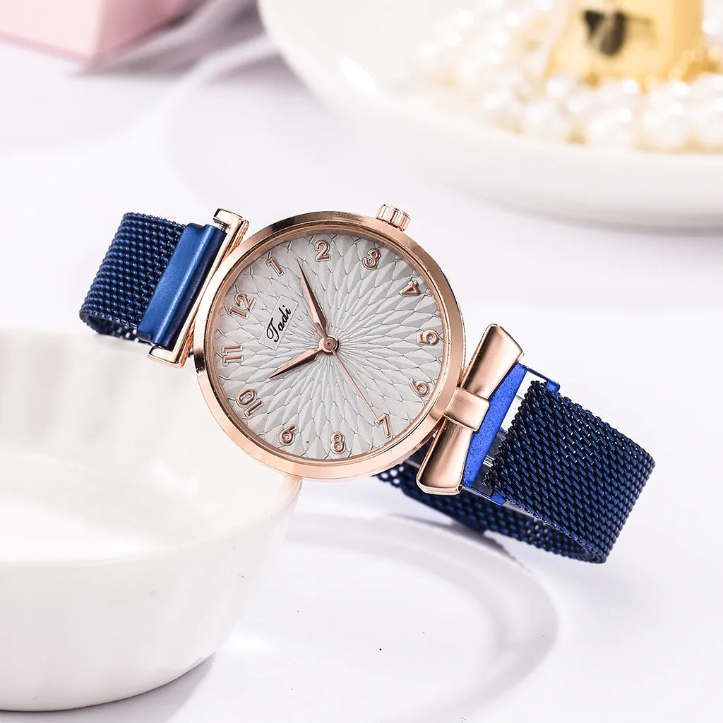 Luxury Women's Watches Set Elegant Female Wristwatches Magnetic Mesh Band Rose Woman Watch Bracelet montre femme reloj mujer