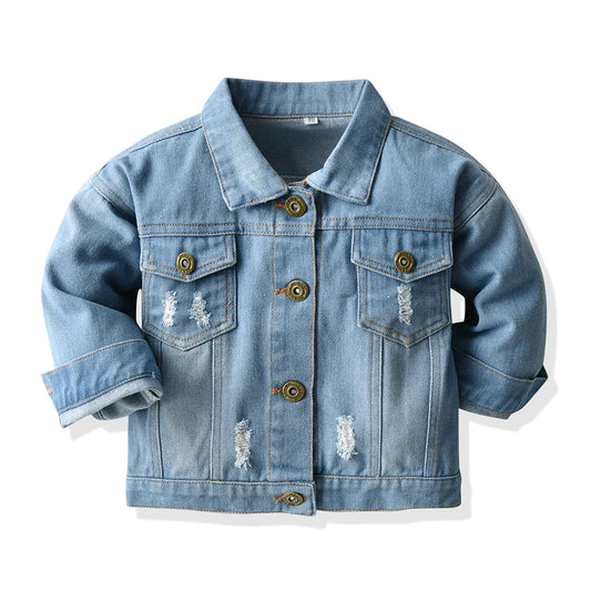 top and top Autumn Winter Kids Casual Denim Jackets Boys Ripped Holes Coat Children Jeans Clothing Denim Outerwear Costume