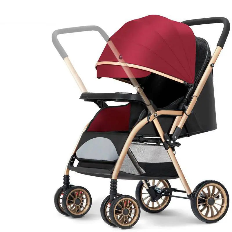 Custom Luxury Baby Stroller with All Terrain Wheels Portable Lightweight Foldable Pram Two Way Sunshade Cover