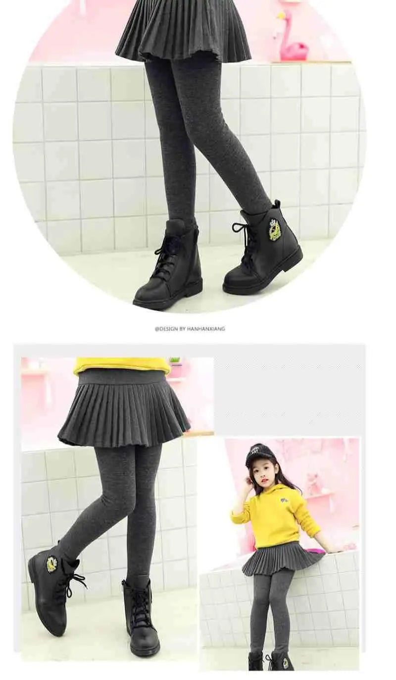 Girls Leggings Kids Autumn Winter Pants Tight for Girls False Two Pieces Culotte Children Skirt-pants Trousers 10 12 13 Years