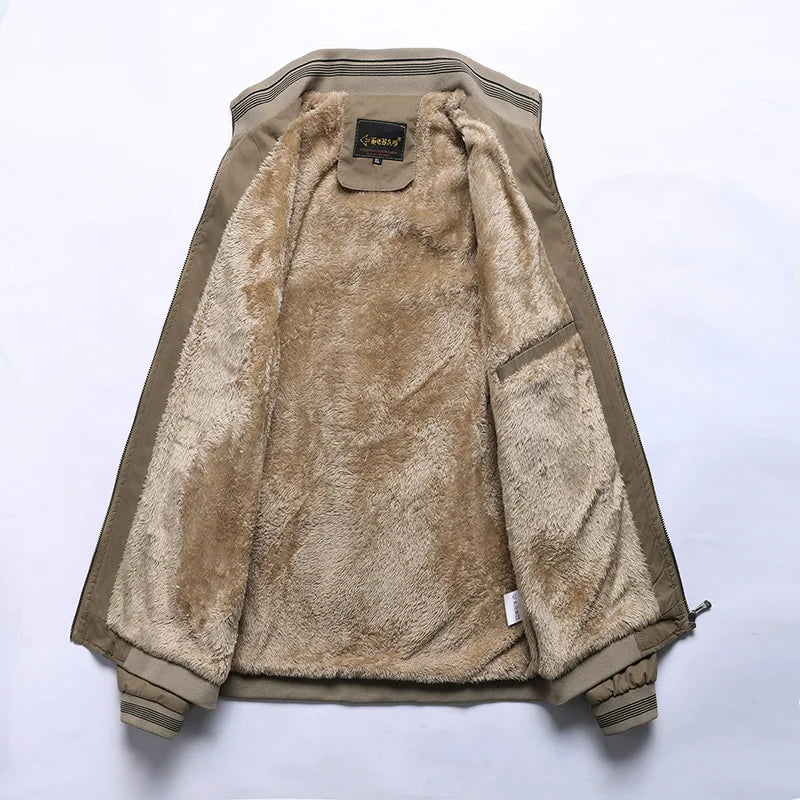 2025 Autumn Men Jackets 100% Cotton Chaqueta Casual Solid Fashion Vintage Warm Vestes Coats High Quality M-5XL Winter Jacket Men
