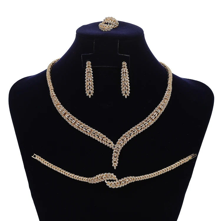 Jewelry Sets HADIYANA Elegant Trendy Birdal Necklace Earring Ring And Bracelet Set Women High Quality CN1805 Conjunto De Joyas